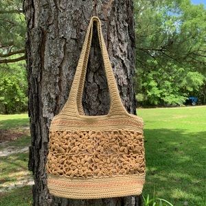 The SAK Woven Tote Beige Copper Shoulder Bag Purse